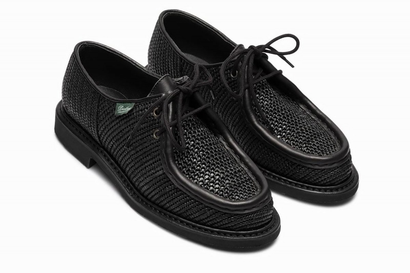 Black Paraboot Michael Raphia Men's Derby Shoes | VBS1153UO