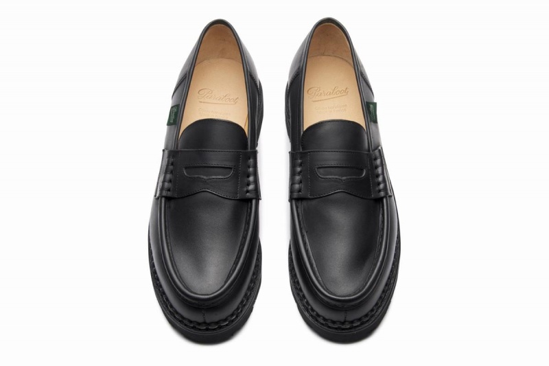 Black Paraboot Reims Men's Loafers | YQJ6728JX