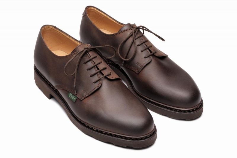 Dark Brown Paraboot Arles Men's Derby Shoes | HAZ6287EM