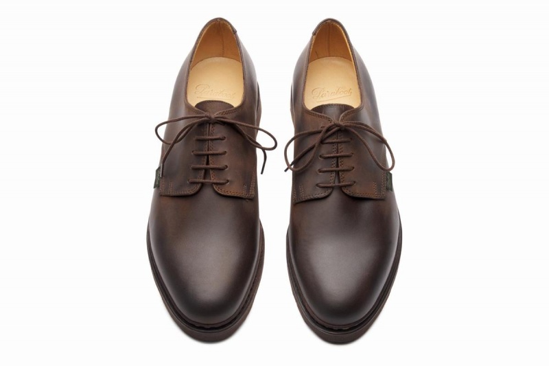 Dark Brown Paraboot Arles Men's Derby Shoes | HAZ6287EM