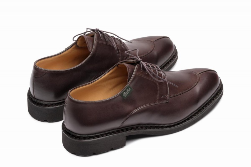 Dark Brown Paraboot Tournier Men's Derby Shoes | UYW486UZ