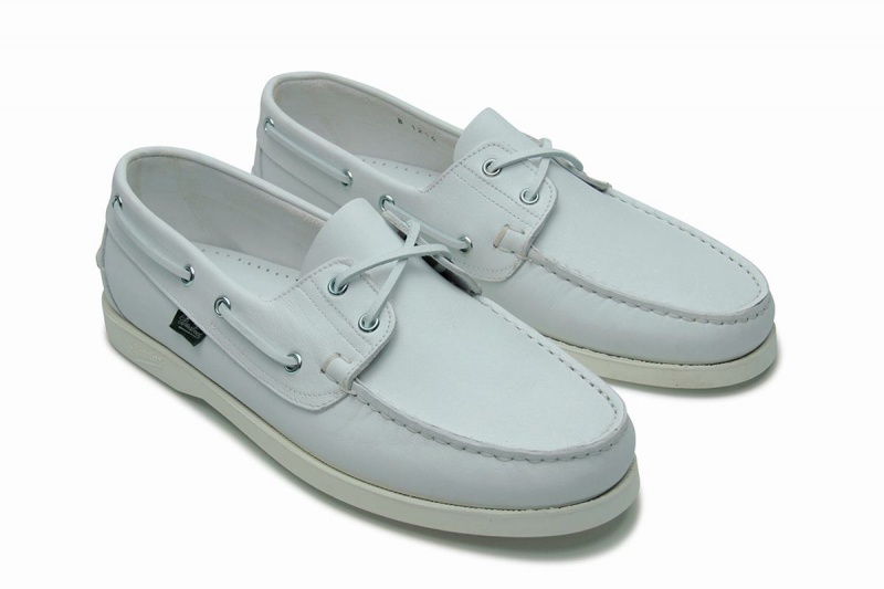 White Paraboot Barth Men's Boat Shoes | TXA5383PK